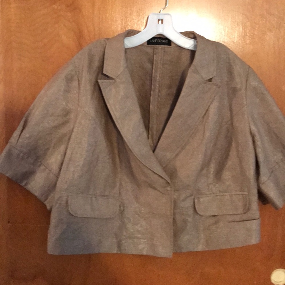 Lane Bryant shimmery tan crop jacket